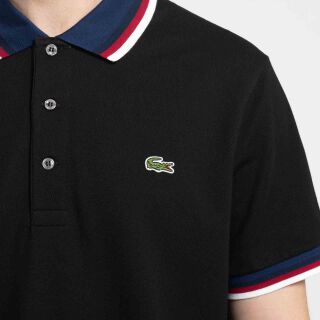 Ribbed Collar Polo - schwarz